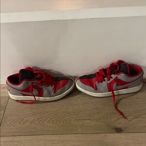 Jordan Red and Gray Women's Sneakers